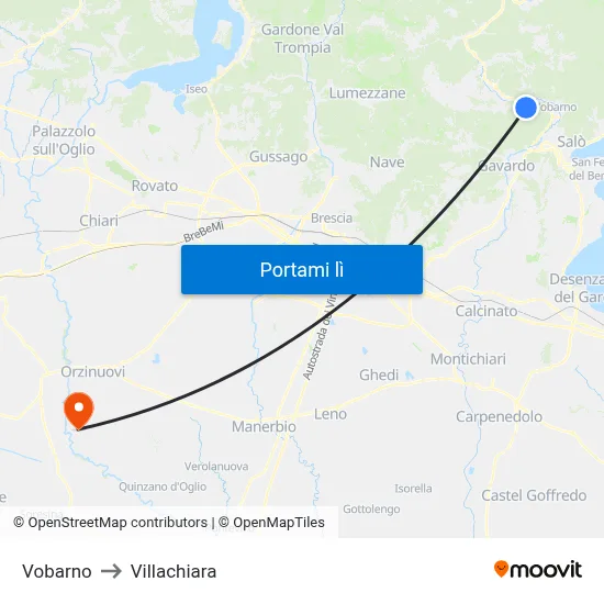 Vobarno to Villachiara map