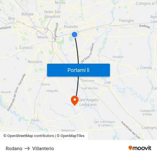 Rodano to Villanterio map