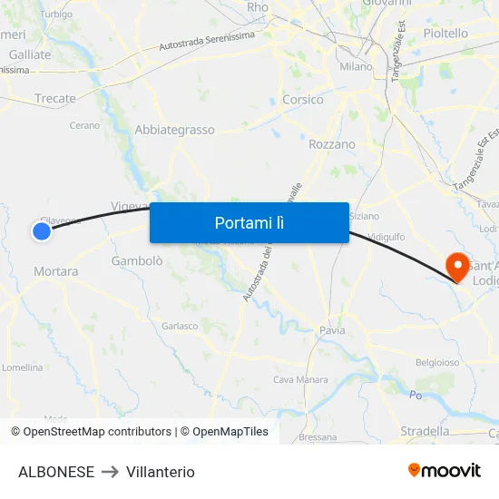 ALBONESE to Villanterio map