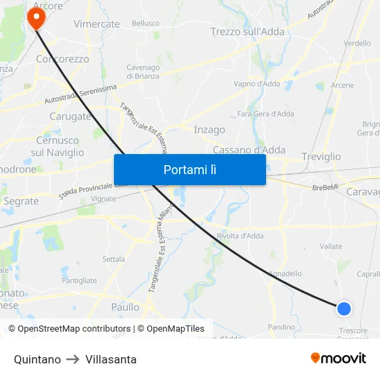 Quintano to Villasanta map