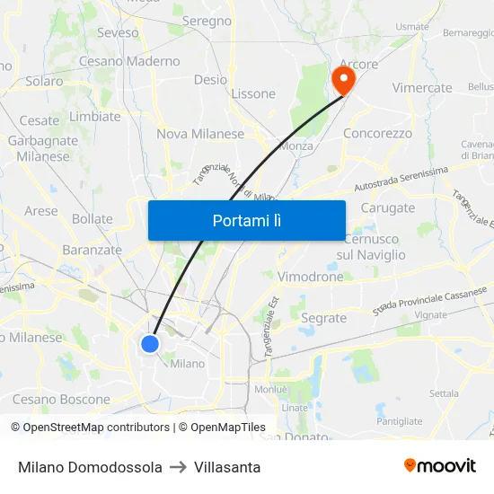Milano Domodossola to Villasanta map