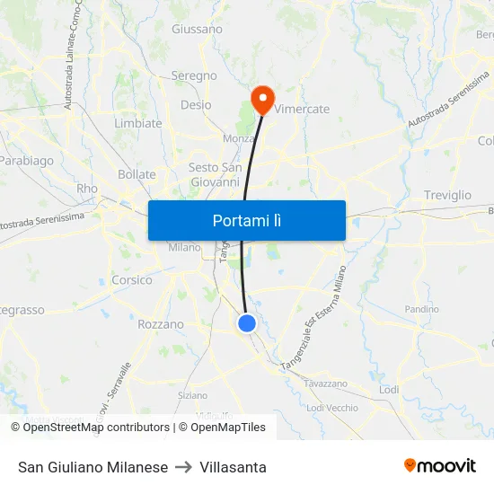 San Giuliano Milanese to Villasanta map