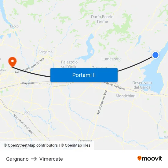 Gargnano to Vimercate map