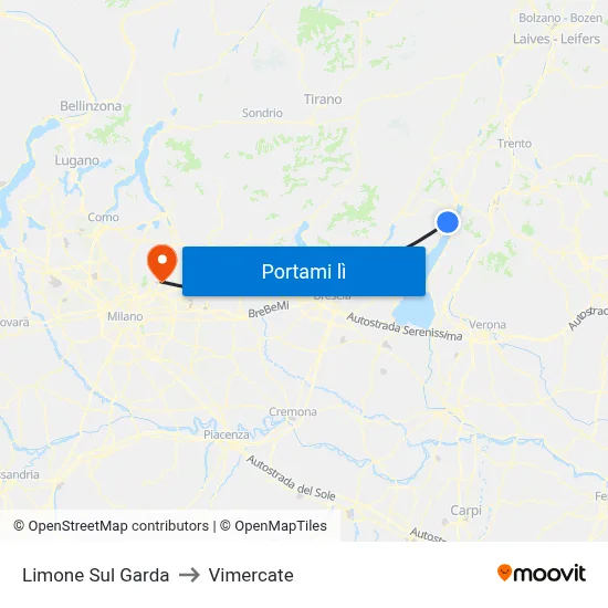 Limone Sul Garda to Vimercate map