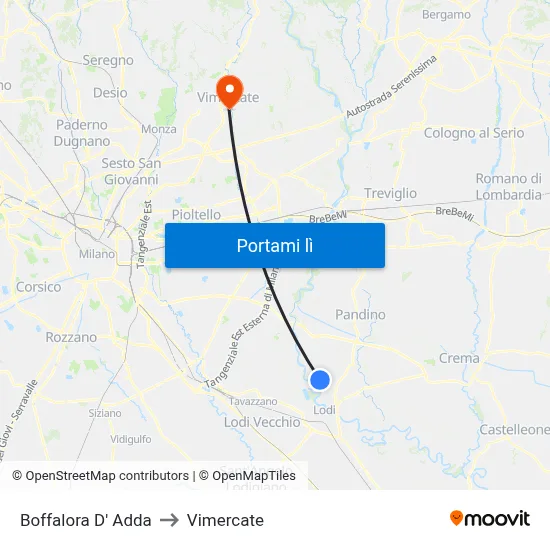 Boffalora D' Adda to Vimercate map