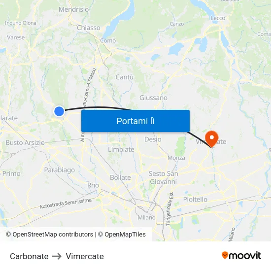 Carbonate to Vimercate map
