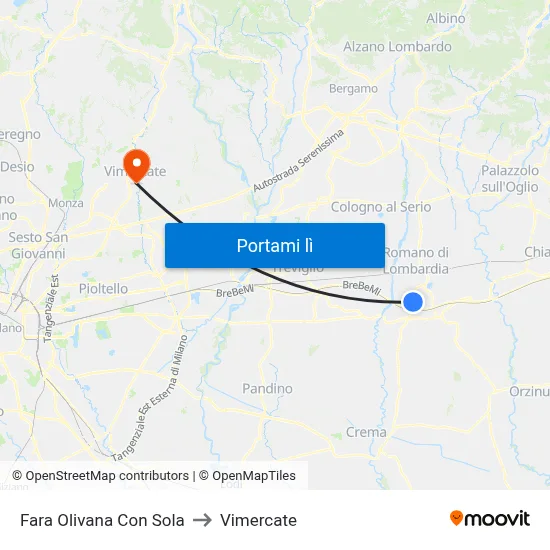 Fara Olivana Con Sola to Vimercate map