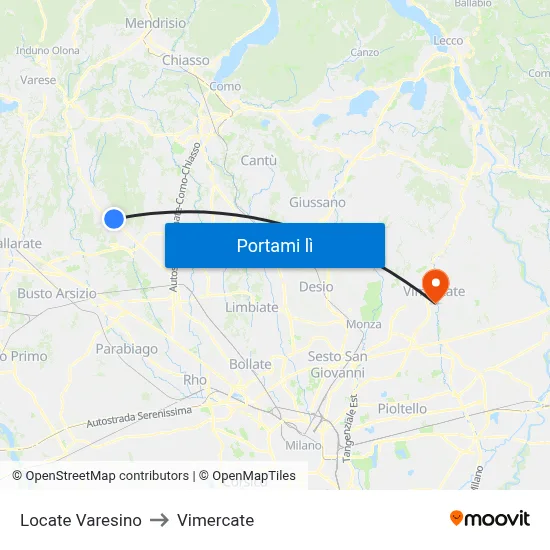 Locate Varesino to Vimercate map