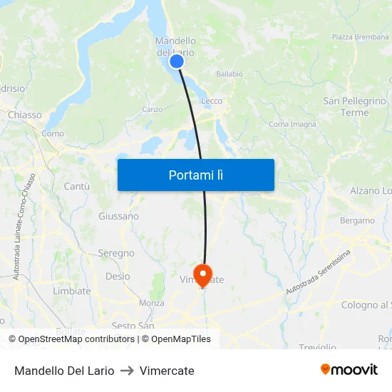 Mandello Del Lario to Vimercate map