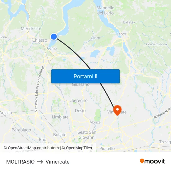 MOLTRASIO to Vimercate map