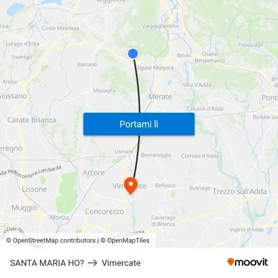 SANTA MARIA HO? to Vimercate map