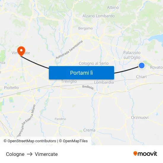 Cologne to Vimercate map