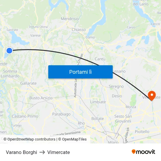 Varano Borghi to Vimercate map