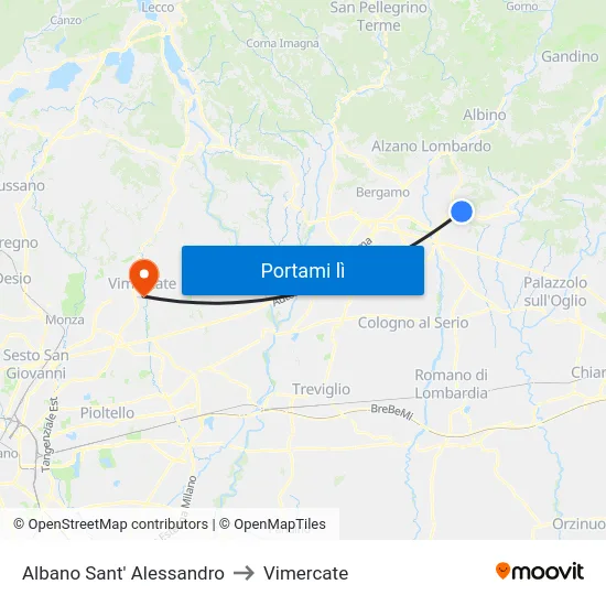 Albano Sant' Alessandro to Vimercate map
