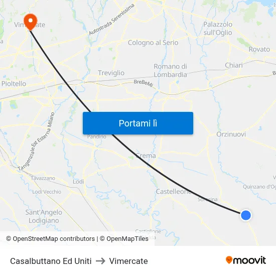Casalbuttano Ed Uniti to Vimercate map