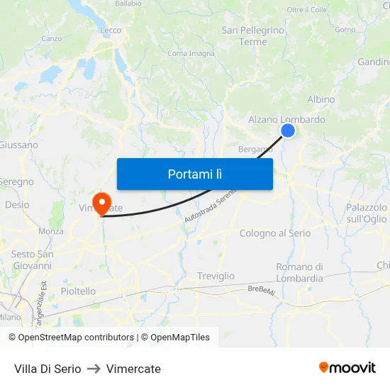 Villa Di Serio to Vimercate map
