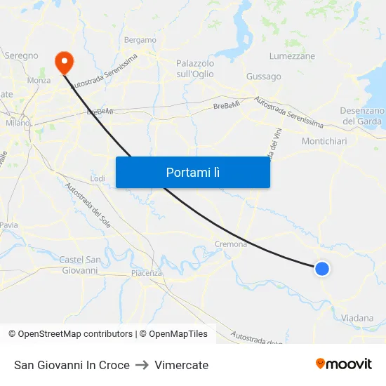 San Giovanni In Croce to Vimercate map