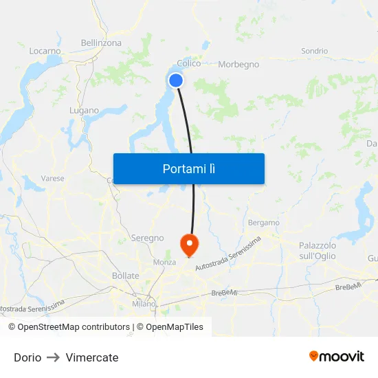 Dorio to Vimercate map