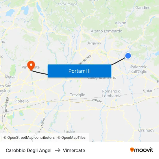 Carobbio Degli Angeli to Vimercate map