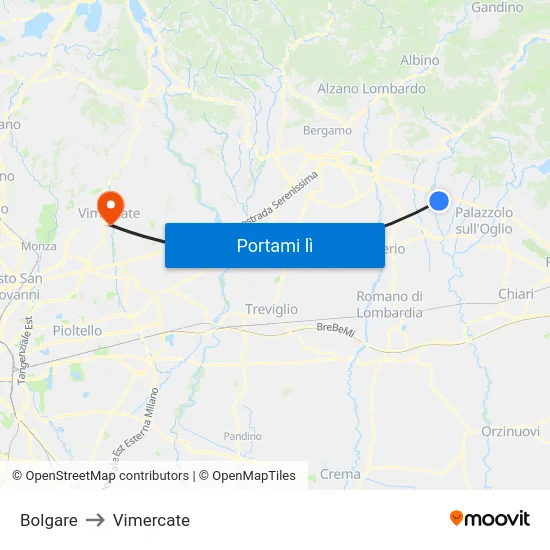 Bolgare to Vimercate map