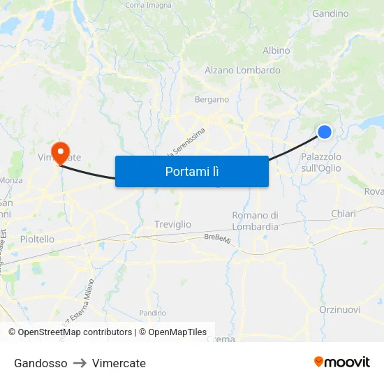 Gandosso to Vimercate map