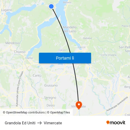 Grandola Ed Uniti to Vimercate map