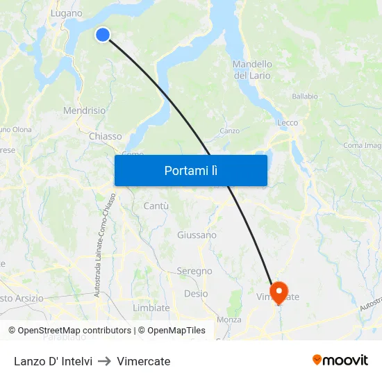 Lanzo D' Intelvi to Vimercate map