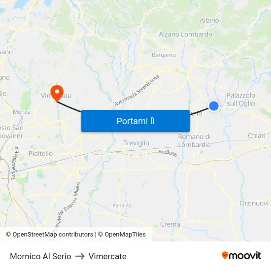 Mornico Al Serio to Vimercate map