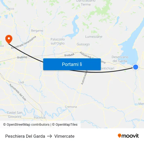 Peschiera Del Garda to Vimercate map