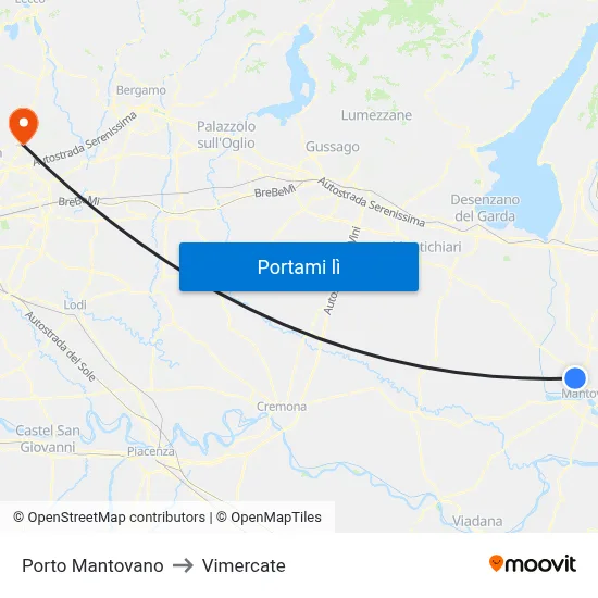 Porto Mantovano to Vimercate map