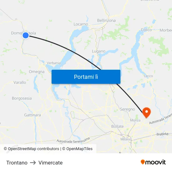 Trontano to Vimercate map