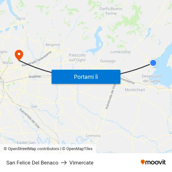 San Felice Del Benaco to Vimercate map