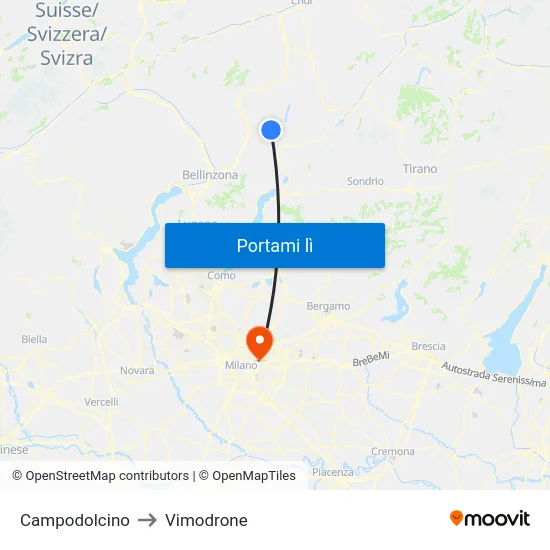 Campodolcino to Vimodrone map