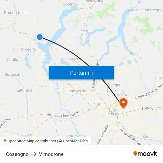 Cossogno to Vimodrone map