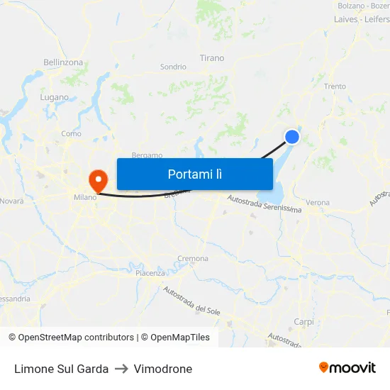 Limone Sul Garda to Vimodrone map