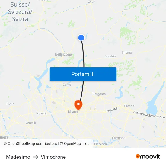 Madesimo to Vimodrone map