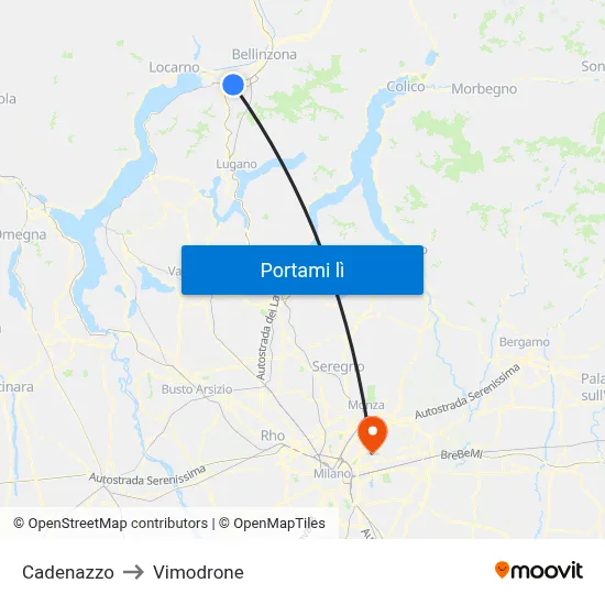 Cadenazzo to Vimodrone map