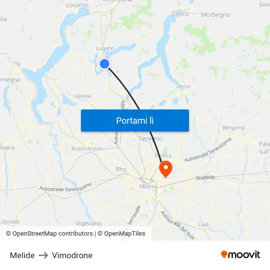 Melide to Vimodrone map