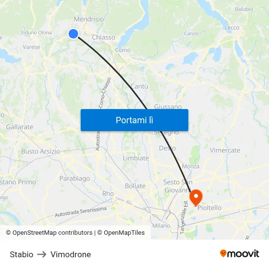 Stabio to Vimodrone map