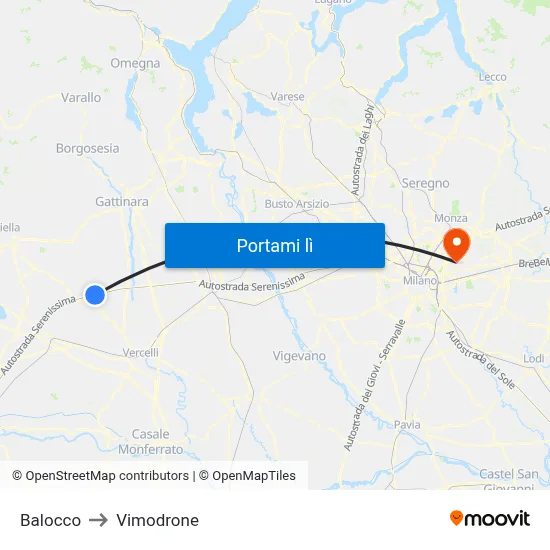 Balocco to Vimodrone map