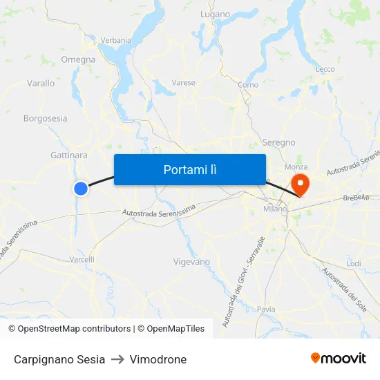 Carpignano Sesia to Vimodrone map