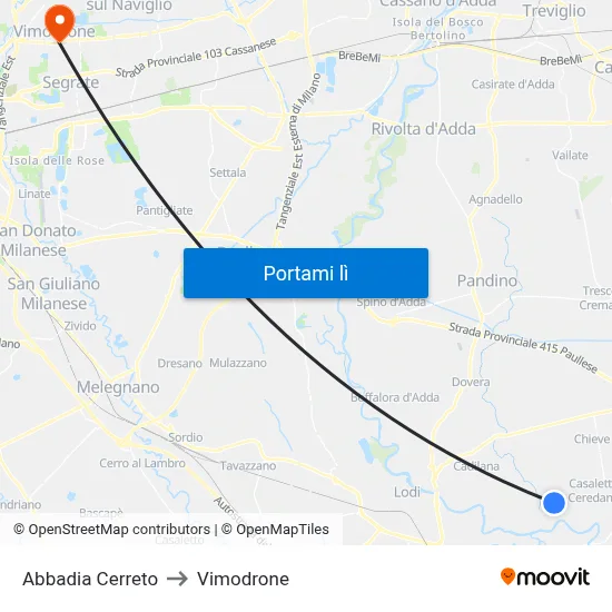 Abbadia Cerreto to Vimodrone map