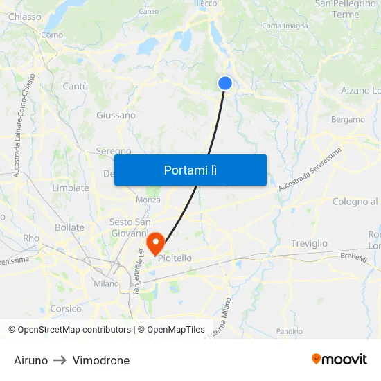 Airuno to Vimodrone map