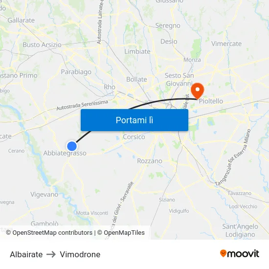 Albairate to Vimodrone map