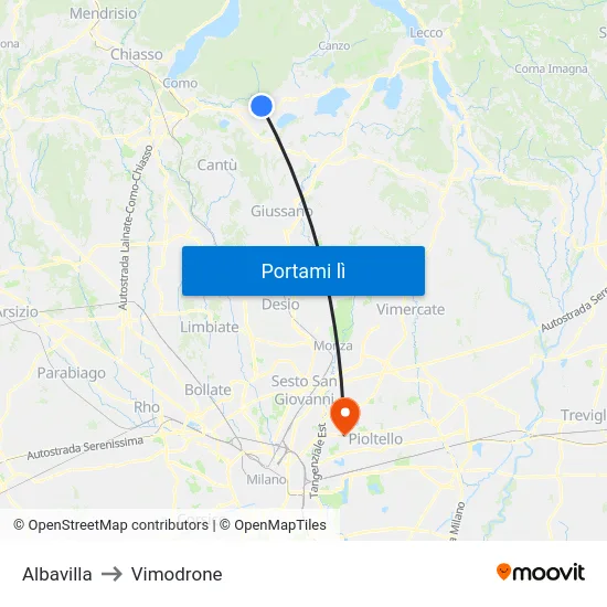 Albavilla to Vimodrone map