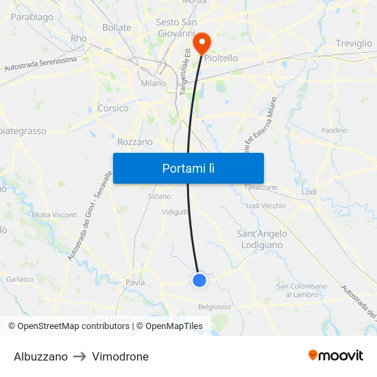 Albuzzano to Vimodrone map