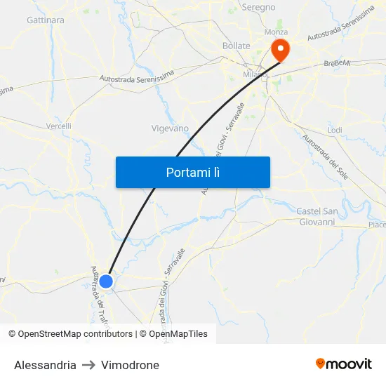 Alessandria to Vimodrone map