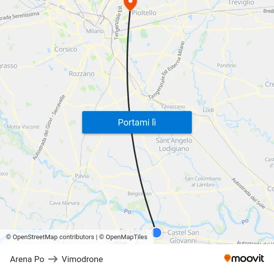 Arena Po to Vimodrone map