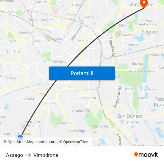 Assago to Vimodrone map