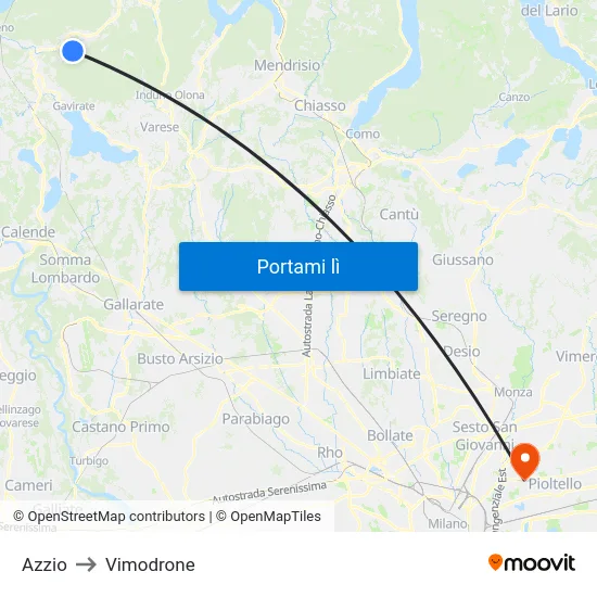 Azzio to Vimodrone map